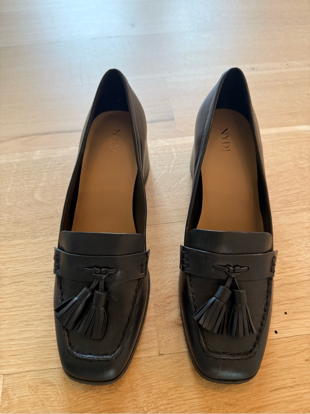 NYDJ - Dexter Black Leather Tassel Loafers for Women - 8.5